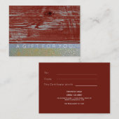 Carte De Réduction Certificat-prime des hommes en bois de grange (Devant / Derrière)