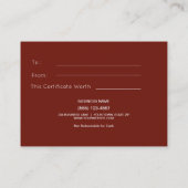 Carte De Réduction Certificat-prime des hommes en bois de grange (Dos)