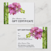 Carte De Réduction Certificat-prime en bambou de salon de spa (Devant / Derrière)