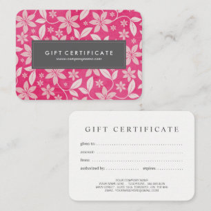 Carte De Réduction Certificat-prime floral personnalisable chic