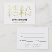 Carte De Réduction Certificat-prime mignon d'arbres de Noël d'or (Devant / Derrière)