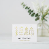 Carte De Réduction Certificat-prime mignon d'arbres de Noël d'or (Debout devant)