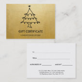 Carte De Réduction Certificat-prime moderne de Noël de feuille d'or (Devant / Derrière)