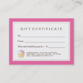 Carte De Réduction Certificat-prime personnalisable de petit gâteau (Dos)