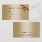 Carte De Réduction Certificat-prime rouge de ruban d'or de luxe (Devant / Derrière)