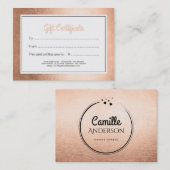 Carte De Réduction Certificat-prime souple d'or rose moderne (Devant / Derrière)