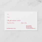 Carte De Réduction Certificat-primes brûlants d'affaires de bougie (Dos)