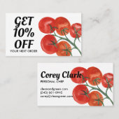 Carte De Réduction Chef sain Nutritionniste Tomates Aquarelle (Devant / Derrière)