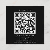 Carte De Réduction Chic Black Business Logo QR Code Merci (Dos)
