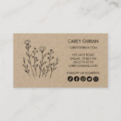 Carte De Réduction Chic Elegant Fleur sauvage Art Social Icônes Kraft (Dos)