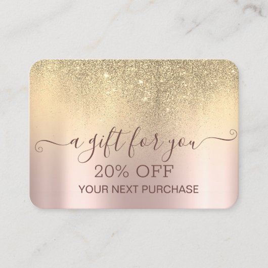 Carte De Réduction Chic Elegant Parties scintillant or Rose or (Devant)