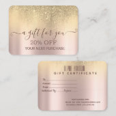 Carte De Réduction Chic Elegant Parties scintillant or Rose or (Devant / Derrière)