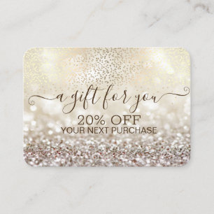 Carte De Réduction Chic Gold Confetti, Parties scintillant Bokeh