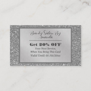 Carte De Réduction Chic Luxe Parties scintillant à huile d'argent Sal