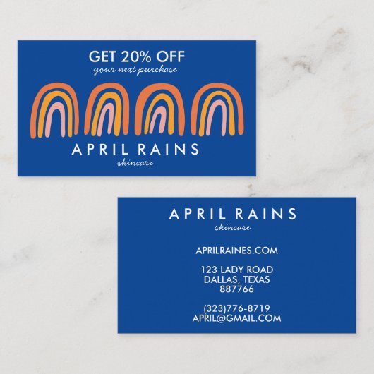 Carte De Réduction Chic simple rose orange bleu arc-en-ciel (Devant / Derrière)