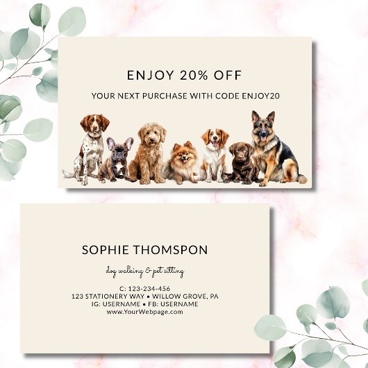 Carte De Réduction Chien et animaux de compagnie chien marchant