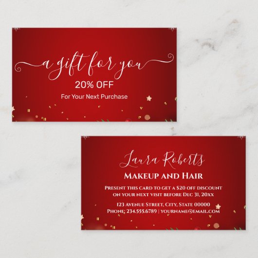 Carte De Réduction Christmas Discount Card – Festive Holiday Savings (Devant / Derrière)
