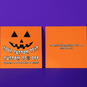 Carte De Réduction Citrouille personnalisée Halloween Texte personnal