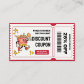 Carte De Réduction Classic Retro Quirky Cartoon Fried seau de poulet (Devant)