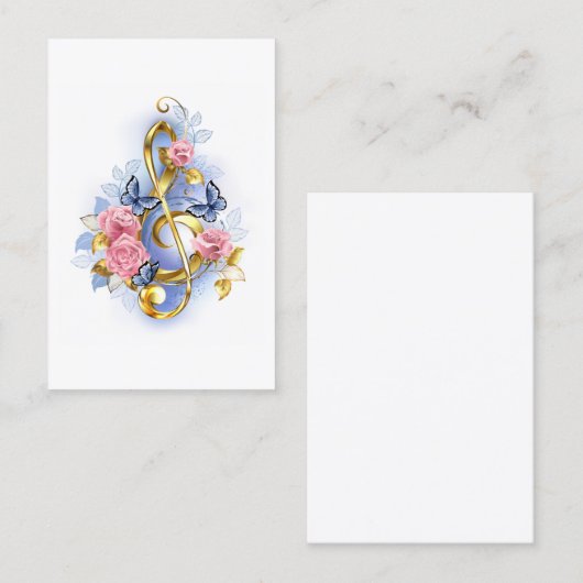 Carte De Réduction Clé de fer avec roses roses roses (Devant / Derrière)