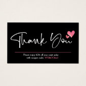 Carte de réduction client Merci Scipt & Heart & He (Devant)