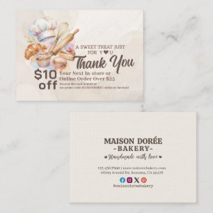 Carte De Réduction Code promo de remerciement pour le pâtissier de bo