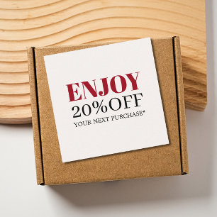Carte De Réduction Code promo élégant et minimaliste beige rouge