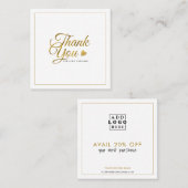 Carte De Réduction Code promotionnel du logo Merci or élégant (Devant / Derrière)