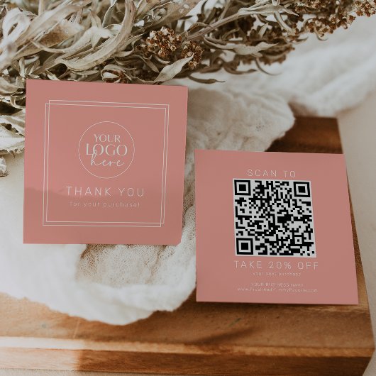Carte De Réduction Code QR de remerciement avec logo Avery Minimal Bl