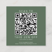 Carte De Réduction Code QR de remerciement avec logo vert foncé rusti (Dos)