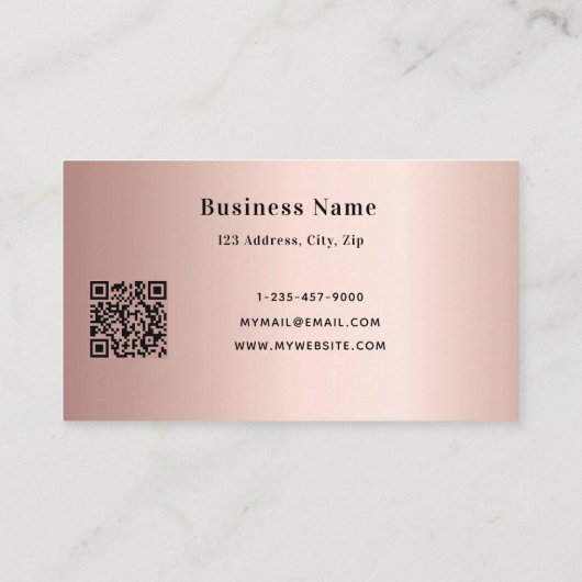 Carte De Réduction Code qr élégant en or rose (Dos)