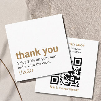Carte De Réduction Code QR Élégant Merci en Gras