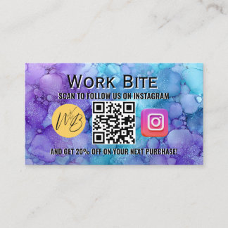 Carte De Réduction Code QR Instagram Entreprise Aquarelle Merci