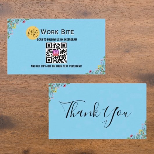 Carte De Réduction Code QR Instagram Merci Wildflower