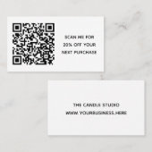 Carte De Réduction Code QR minimal noir blanc pour petites entreprise (Devant / Derrière)
