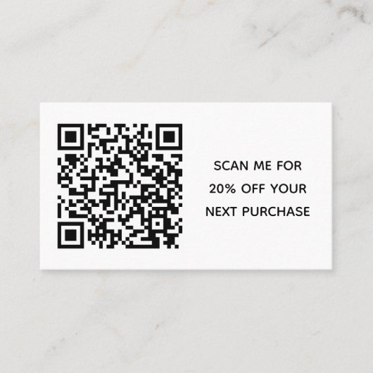 Carte De Réduction Code QR minimal noir blanc pour petites entreprise (Devant)
