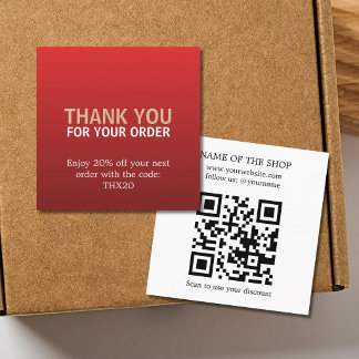 Carte De Réduction Code QR Moderne Merci pour Votre Commande 