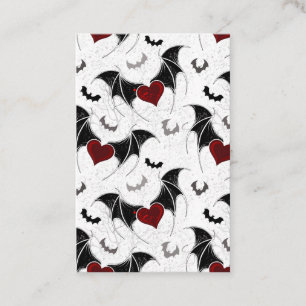 Carte De Réduction Coeur d'Halloween avec ailes de chauve-souris noir