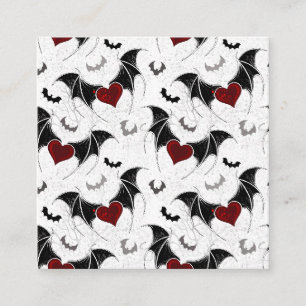 Carte De Réduction Coeur d'Halloween avec ailes de chauve-souris noir