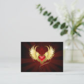 Carte De Réduction Coeur rouge avec ailes d'or (Debout devant)