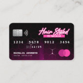 Carte De Réduction Coiffeur Professionnel Black et Rose (Devant)