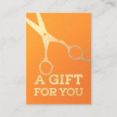 Carte De Réduction Coiffeur Salon de maquillage Chic Orange Ciseaux o (Devant)