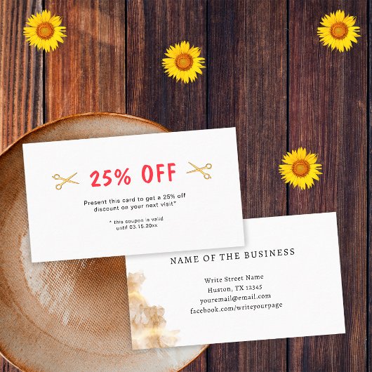 Carte De Réduction Coiffeuse coiffeuse Coiffeuse Salon Ciseaux d'or