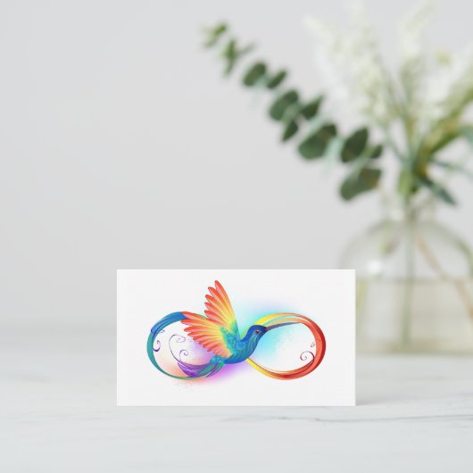 Carte De Réduction Colibri arc-en-ciel avec symbole Infinity (Debout devant)