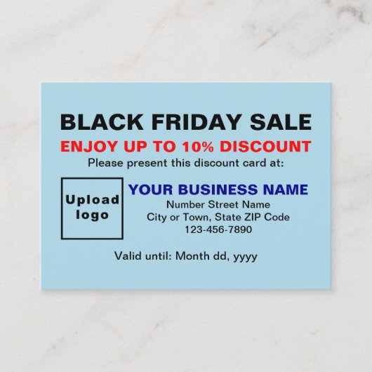 Carte De Réduction Commerce noir Vendredi Vente sur bleu clair (Devant)
