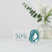 Carte De Réduction Conception turquoise de coiffeur de parties (Debout devant)