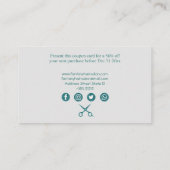 Carte De Réduction Conception turquoise de coiffeur de parties (Dos)