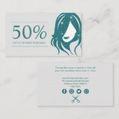 Carte De Réduction Conception turquoise de coiffeur de parties (Devant / Derrière)