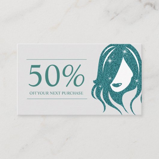 Carte De Réduction Conception turquoise de coiffeur de parties (Devant)