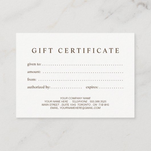 Carte De Réduction Concevez le certificat-prime en fonction du client (Dos)